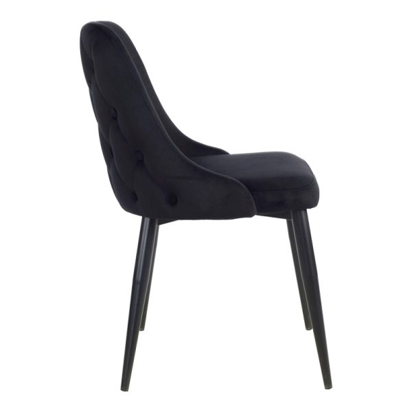 357 000013 2 Zedna chair pakoworld black velvet with black metal legs 51x58x84cmIndoor furniture > Chairs