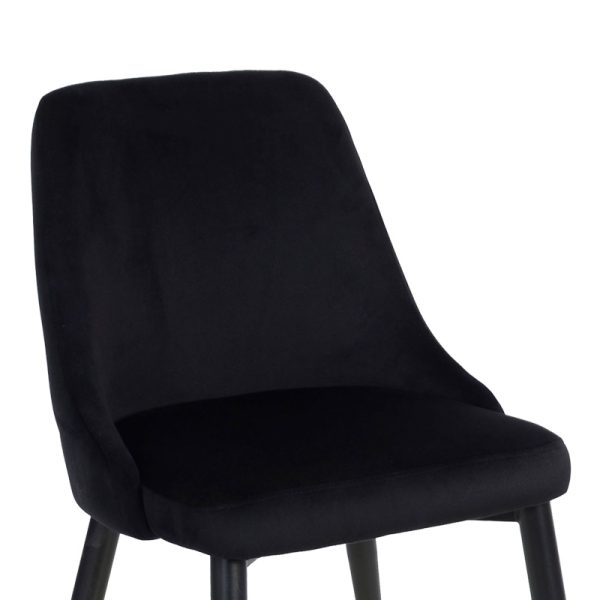 357 000013 4 Zedna chair pakoworld black velvet with black metal legs 51x58x84cmIndoor furniture > Chairs