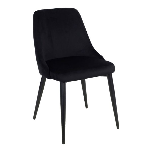357 000013 Zedna chair pakoworld black velvet with black metal legs 51x58x84cmIndoor furniture > Chairs