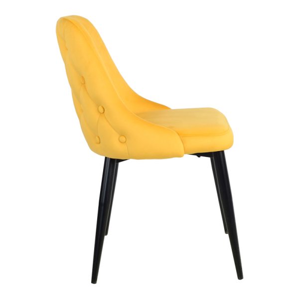 357 000014 2 Zedna chair pakoworld yellow velvet with black metal legs 51x58x84cmIndoor furniture > Chairs