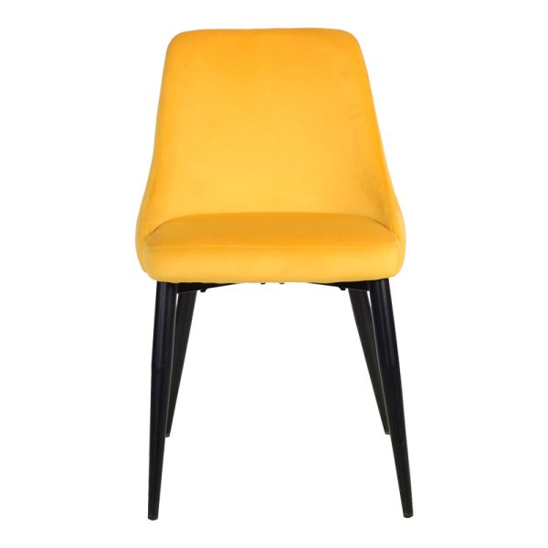 357 000014 3 Zedna chair pakoworld yellow velvet with black metal legs 51x58x84cmIndoor furniture > Chairs
