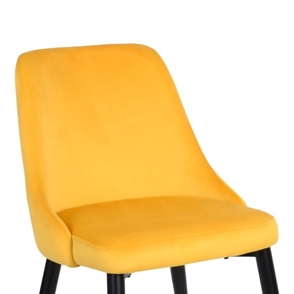 357 000014 4 Zedna chair pakoworld yellow velvet with black metal legs 51x58x84cmIndoor furniture > Chairs