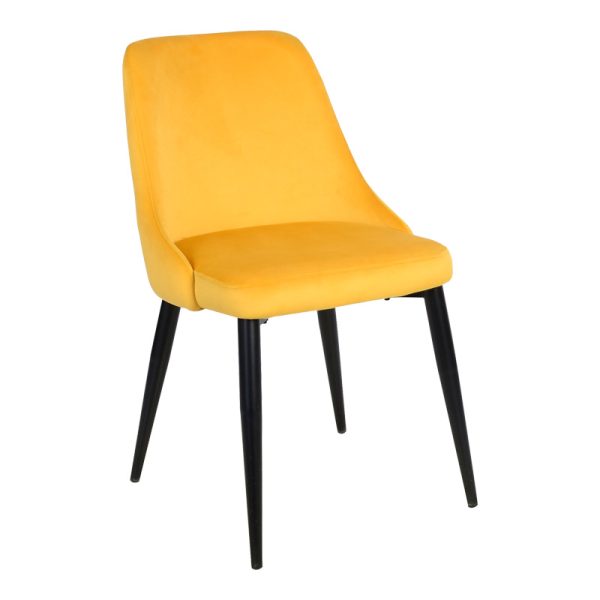 357 000014 Zedna chair pakoworld yellow velvet with black metal legs 51x58x84cmIndoor furniture > Chairs