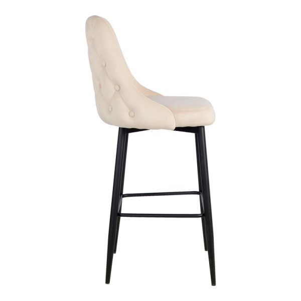 357 000015 2 Zedna bar stool pakoworld beige velvet with black metal legs 52x57x111cmIndoor furniture > Bar stools