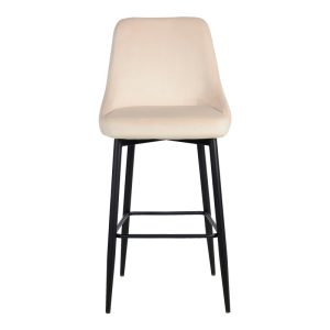 357 000015 3 Zedna bar stool pakoworld beige velvet with black metal legs 52x57x111cmIndoor furniture > Bar stools
