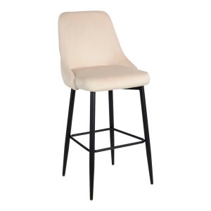 357 000015 Zedna bar stool pakoworld beige velvet with black metal legs 52x57x111cmIndoor furniture > Bar stools