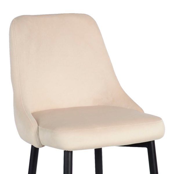 357 000015 4 Zedna bar stool pakoworld beige velvet with black metal legs 52x57x111cmIndoor furniture > Bar stools