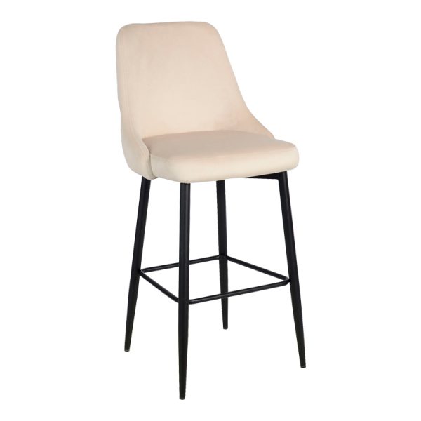 357 000015 Zedna bar stool pakoworld beige velvet with black metal legs 52x57x111cmIndoor furniture > Bar stools