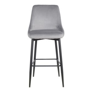 357 000016 3 Zedna bar stool pakoworld grey velvet with black metal legs 52x57x111cmIndoor furniture > Bar stools