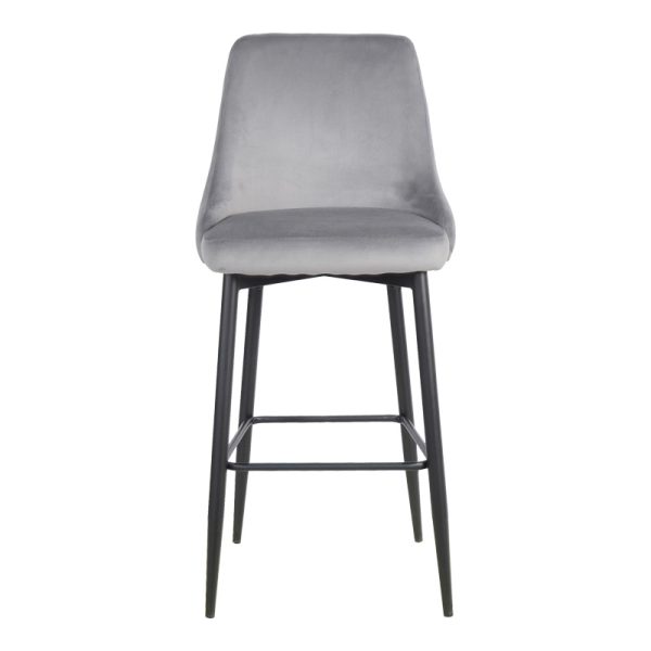 357 000016 3 Zedna bar stool pakoworld grey velvet with black metal legs 52x57x111cmIndoor furniture > Bar stools