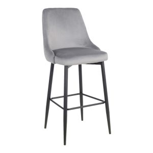 357 000016 Zedna bar stool pakoworld grey velvet with black metal legs 52x57x111cmIndoor furniture > Bar stools