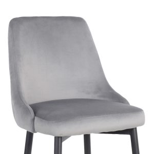 357 000016 4 Zedna bar stool pakoworld grey velvet with black metal legs 52x57x111cmIndoor furniture > Bar stools