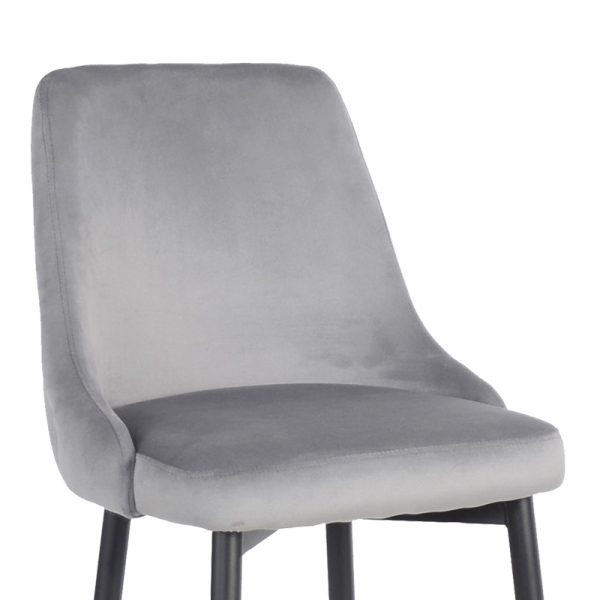 357 000016 4 Zedna bar stool pakoworld grey velvet with black metal legs 52x57x111cmIndoor furniture > Bar stools
