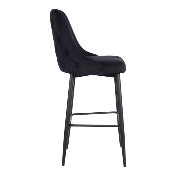 357 000017 2 Zedna bar stool pakoworld black velvet with black metal legs 52x57x111cmIndoor furniture > Bar stools