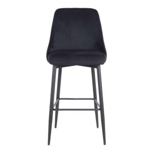 357 000017 3 Zedna bar stool pakoworld black velvet with black metal legs 52x57x111cmIndoor furniture > Bar stools