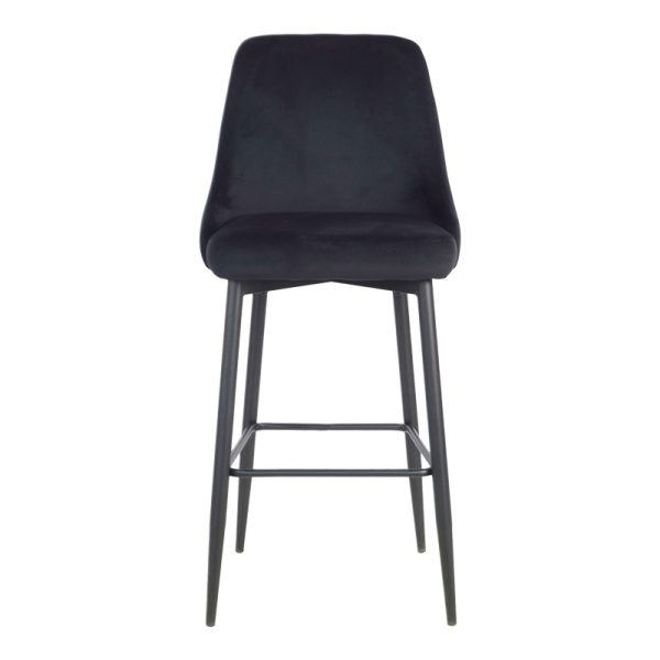 357 000017 3 Zedna bar stool pakoworld black velvet with black metal legs 52x57x111cmIndoor furniture > Bar stools