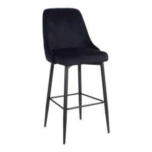 357 000017 Zedna bar stool pakoworld black velvet with black metal legs 52x57x111cmIndoor furniture > Bar stools