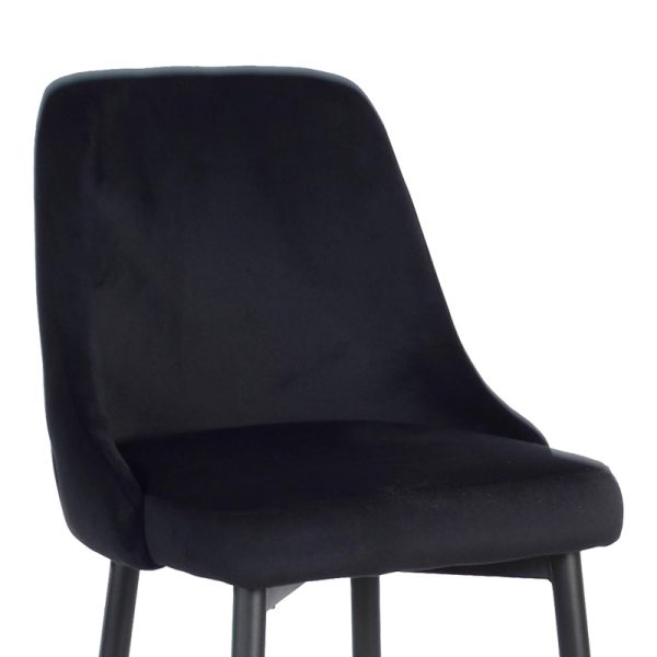 357 000017 4 Zedna bar stool pakoworld black velvet with black metal legs 52x57x111cmIndoor furniture > Bar stools