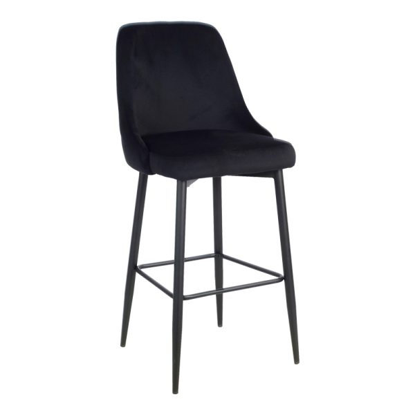 357 000017 Zedna bar stool pakoworld black velvet with black metal legs 52x57x111cmIndoor furniture > Bar stools