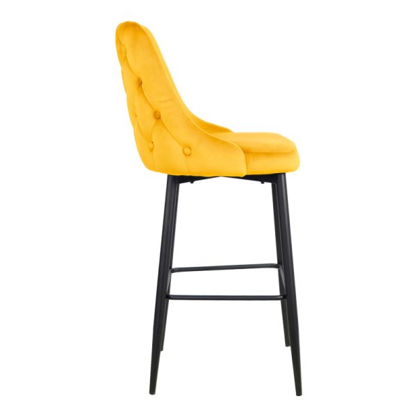 357 000018 2 Zedna bar stool pakoworld yellow velvet with black metal legs 52x57x111cmIndoor furniture > Bar stools