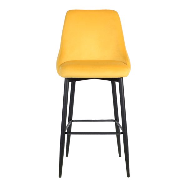 357 000018 3 Zedna bar stool pakoworld yellow velvet with black metal legs 52x57x111cmIndoor furniture > Bar stools