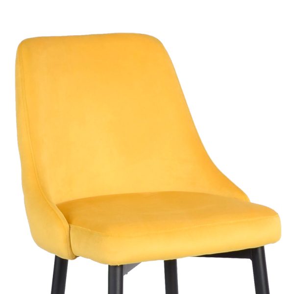 357 000018 4 Zedna bar stool pakoworld yellow velvet with black metal legs 52x57x111cmIndoor furniture > Bar stools