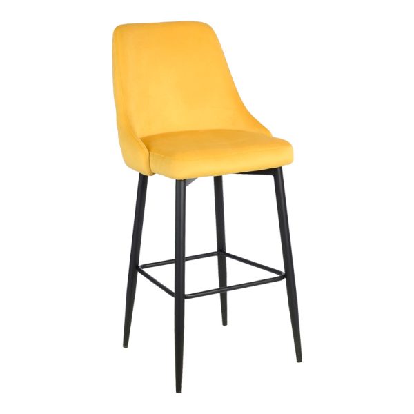 357 000018 Zedna bar stool pakoworld yellow velvet with black metal legs 52x57x111cmIndoor furniture > Bar stools