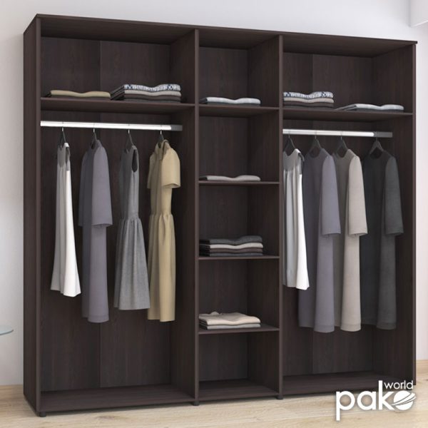 361 000059 2 Luna pakoworld five-leaf wardrobe with mirror in wenge color 220x52x200cmIndoor furniture > Wardrobes