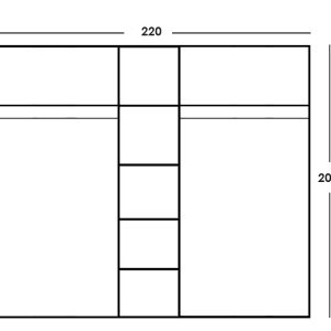 361 000059 3 Luna pakoworld five-leaf wardrobe with mirror in wenge color 220x52x200cmIndoor furniture > Wardrobes