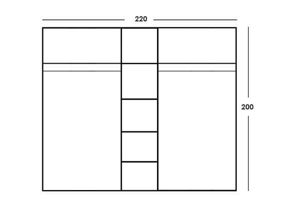 361 000059 3 Luna pakoworld five-leaf wardrobe with mirror in wenge color 220x52x200cmIndoor furniture > Wardrobes