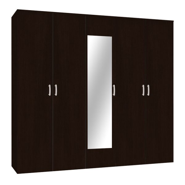 361 000059 Luna pakoworld five-leaf wardrobe with mirror in wenge color 220x52x200cmIndoor furniture > Wardrobes