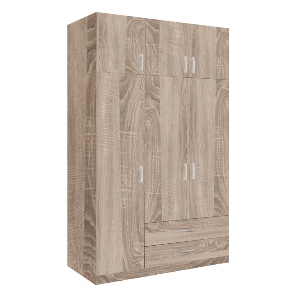 361 000065 Three-leaf wardrobe with drawers Royal pakoworld in sonoma shade 150x58x230cmIndoor furniture > Wardrobes