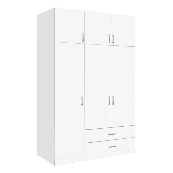 361 000066 Three-leaf wardrobe with drawers Royal pakoworld in white shade 150x58x230cmIndoor furniture > Wardrobes