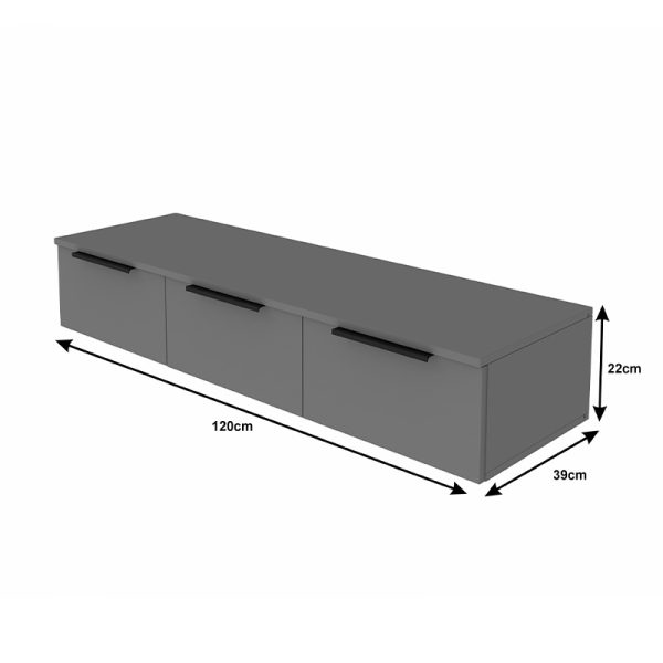 361 000076 3 Console with 3 drawers Doha pakoworld in dark grey color 120x39x22cmIndoor furniture > Drawers-consoles