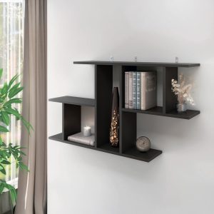 361 000088 2 Wall shelf Vertoura pakoworld in dark grey color 116x18.5x60cmIndoor furniture > Wall shelves