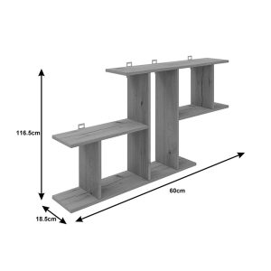 361 000088 3 Wall shelf Vertoura pakoworld in dark grey color 116x18.5x60cmIndoor furniture > Wall shelves