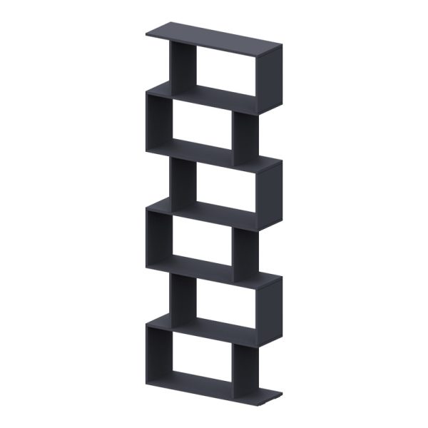 361 000092 Bookcase Sezen pakoworld in dark grey color 70x24x191.5cmIndoor furniture > Bookshelves
