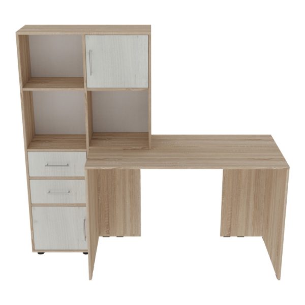 361 000098 2 Work desk-bookcase Scarlet pakoworld in sonoma-white color 161x60x150cmOffice furniture > Working desk