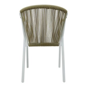 373 000001 4 Aluminum armchair Convince pakoworld stackable with white frame-textilene-pe rattan in natural shade 56x63x82cmOutdoor furniture > Garden armchairs
