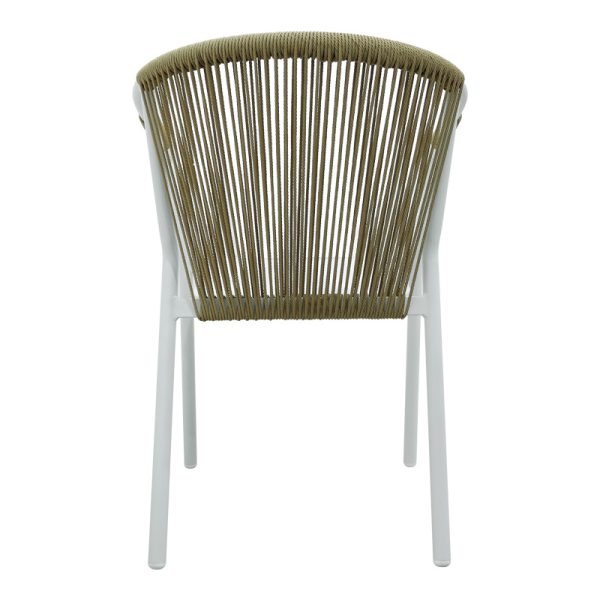 373 000001 4 Aluminum armchair Convince pakoworld stackable with white frame-textilene-pe rattan in natural shade 56x63x82cmOutdoor furniture > Garden armchairs