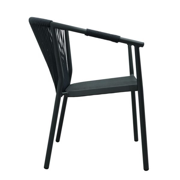 373 000002 2 Aluminum armchair Convince pakoworld stackable with grey frame-textilene-pe rattan 56x63x82cmOutdoor furniture > Garden armchairs
