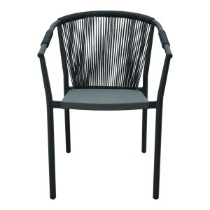 373 000002 3 Aluminum armchair Convince pakoworld stackable with grey frame-textilene-pe rattan 56x63x82cmOutdoor furniture > Garden armchairs