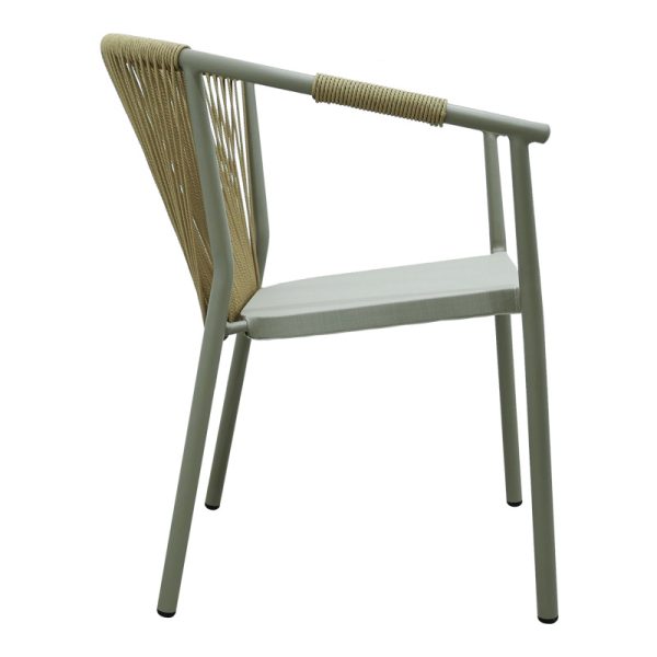 373 000003 2 Convince aluminum armchair pakoworld stackable with brown frame-textilene-pe rattan 56x63x82cmOutdoor furniture > Garden armchairs