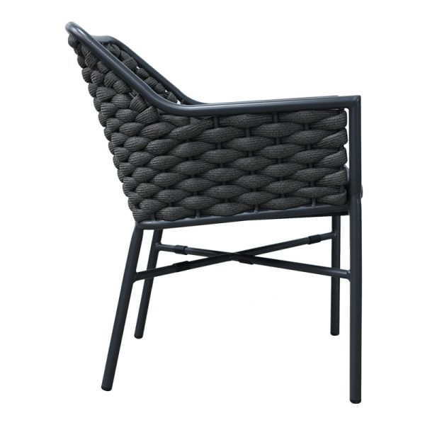 373 000004 2 Ortegia pakoworld stackable aluminum armchair with anthracite frame and rope 57x62x82cmOutdoor furniture > Garden armchairs