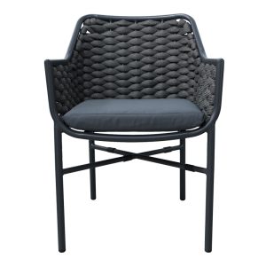 373 000004 3 Ortegia pakoworld stackable aluminum armchair with anthracite frame and rope 57x62x82cmOutdoor furniture > Garden armchairs