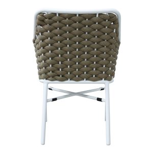 373 000005 3 Ortegia pakoworld stackable aluminum armchair with white frame-khaki rope 57x62x82cmOutdoor furniture > Garden armchairs