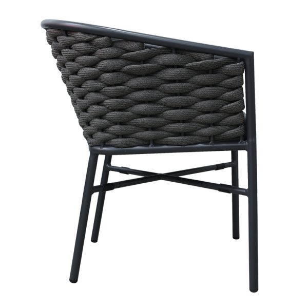 373 000006 2 Aluminum armchair Noevo pakoworld stackable with gray frame and cushion 57x62x77cmOutdoor furniture > Garden armchairs