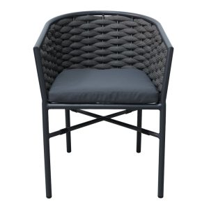 373 000006 3 Aluminum armchair Noevo pakoworld stackable with gray frame and cushion 57x62x77cmOutdoor furniture > Garden armchairs