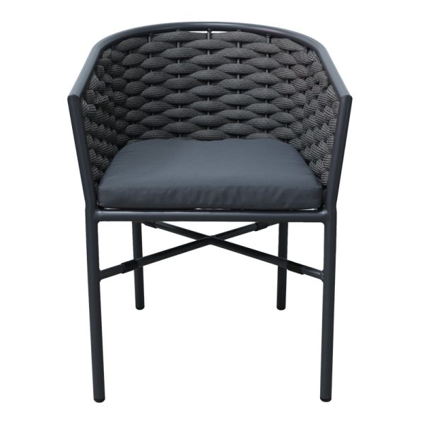 373 000006 3 Aluminum armchair Noevo pakoworld stackable with gray frame and cushion 57x62x77cmOutdoor furniture > Garden armchairs