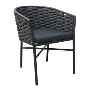 373 000006 Aluminum armchair Noevo pakoworld stackable with gray frame and cushion 57x62x77cmOutdoor furniture > Garden armchairs